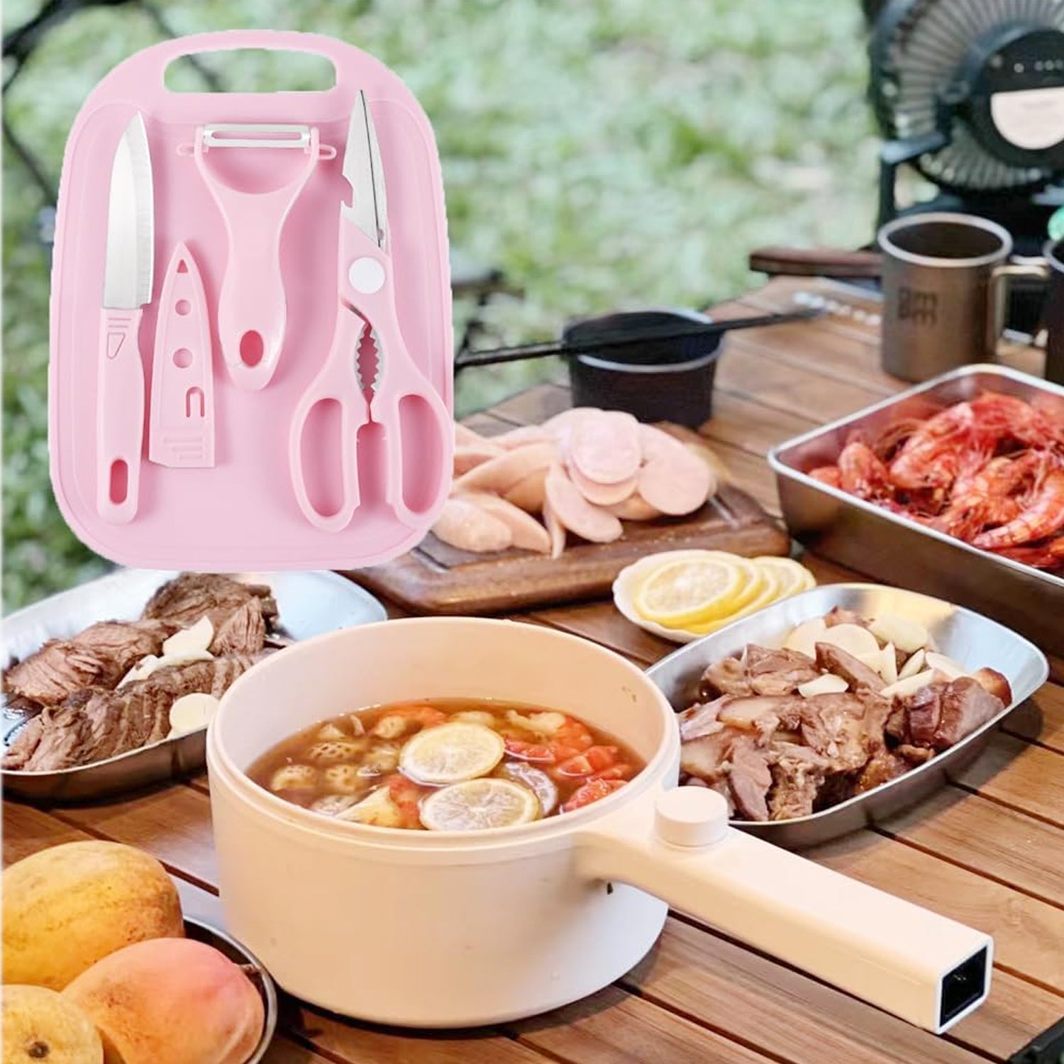 5490 Mini Travel Cutting Board Set, 4 Pcs Portable Mini Camping Plastic Cutting Board & Knife, Fruits & Vegetable Peeler Scissors, Kitchen Knives Set, for travel, picnic, camping, outdoor, park (4 Pc Set) 5490 Mini Travel Cutting Board Set, 4 Pcs Portable Mini Camping Plastic Cutting Board & Knife, Fruits & Vegetable Peeler Scissors, Kitchen Knives Set, for travel, picnic, camping, outdoor, park (4 Pc Set)